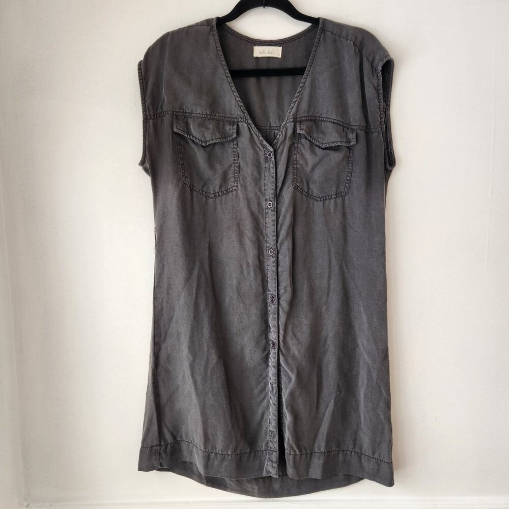 Bella Dahl Charcoal Gray Button Front Shirt Dress